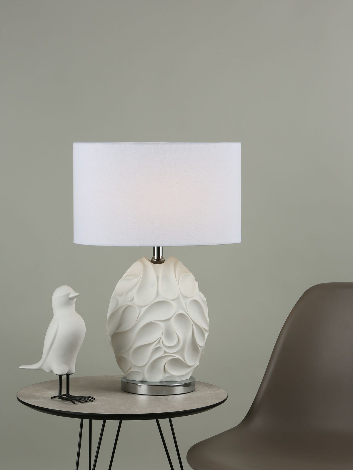 Dar Lighting White Zachary table lamp, imported from the UK