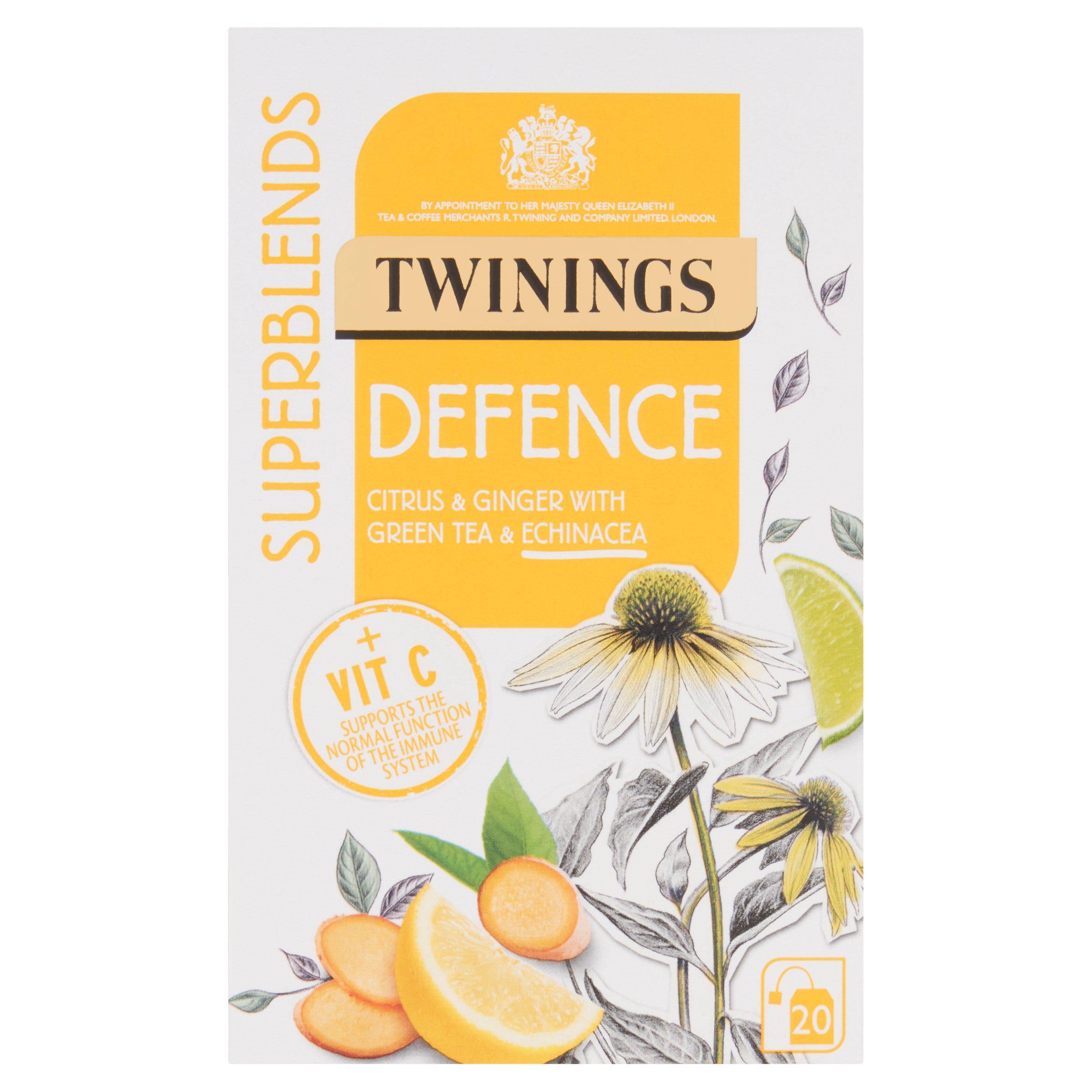 Twinings Superblends Defence with Citrus, Ginger & Green Tea, 20 Tea Bags All tea Sainsburys   