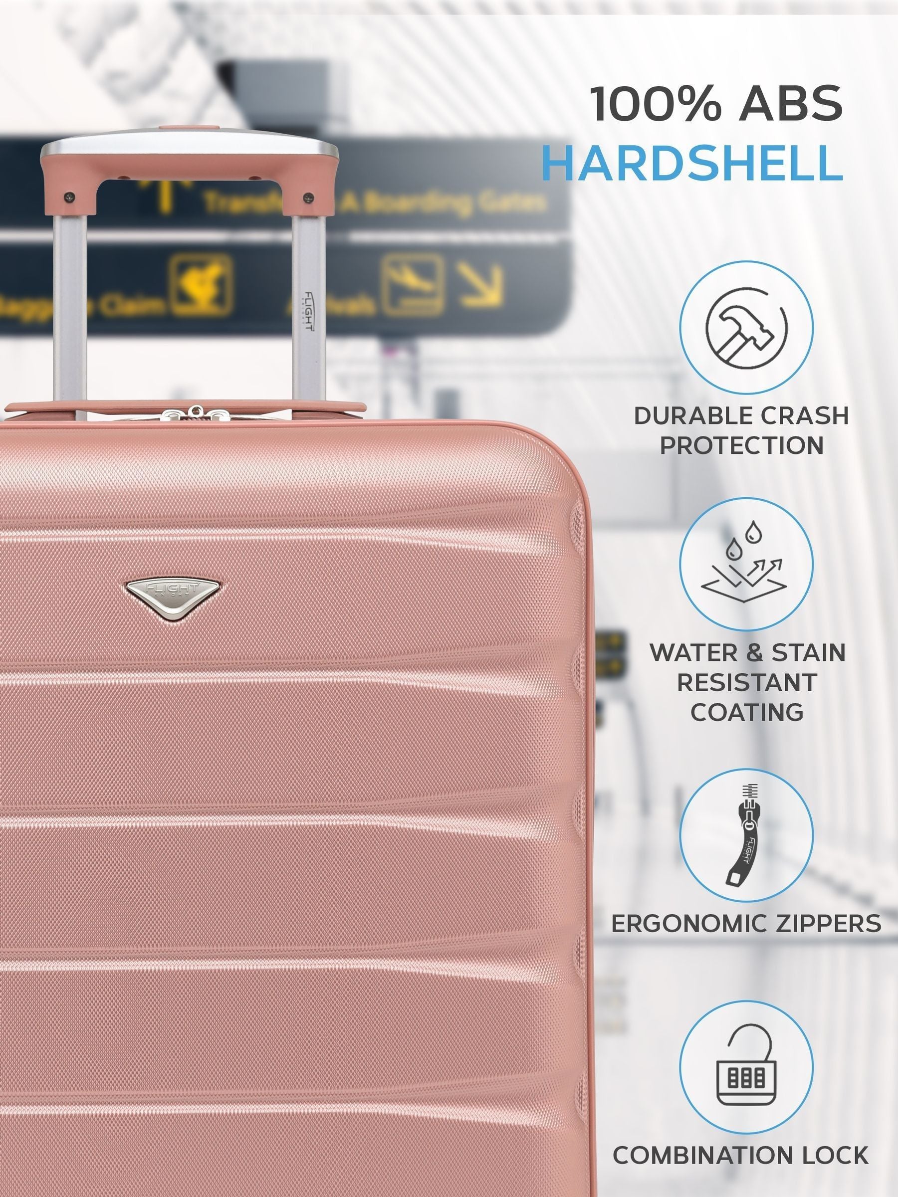 Flight Knight pink cabin luggage 56x45x25cm, imported from the UK