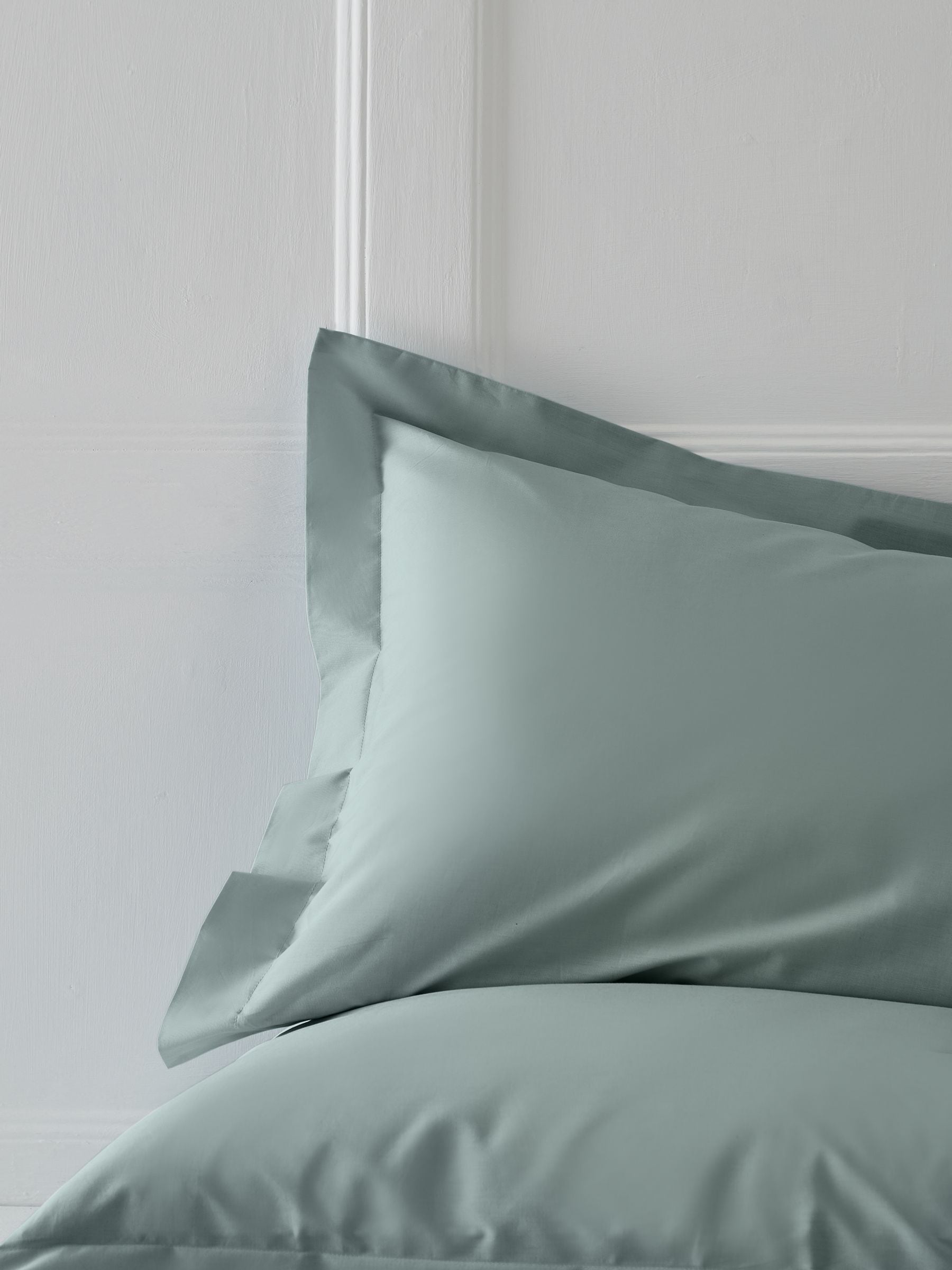 Set of 2 Green Sage Cotton Rich Pillowcases