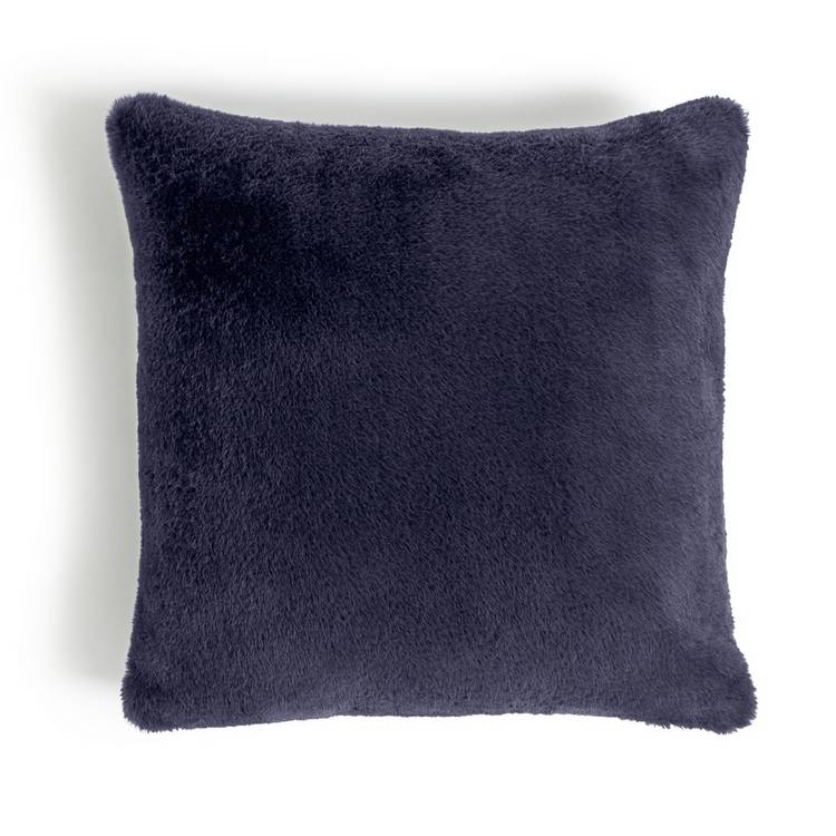 Habitat faux fur cushion navy 43x43cm, UK version