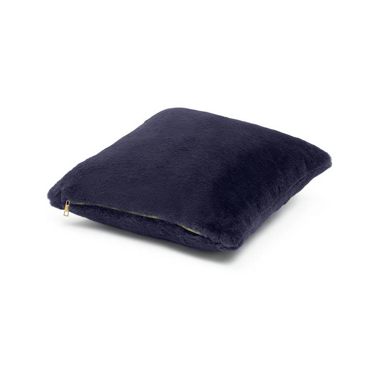 Habitat faux fur cushion navy 43x43cm, UK version