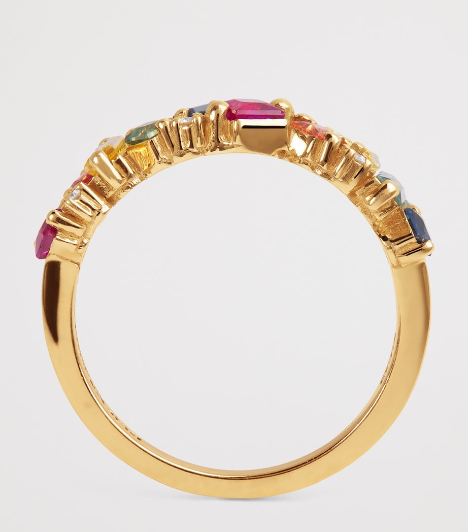 Suzanne Kalan rainbow sapphire diamond half-band ring - British product
