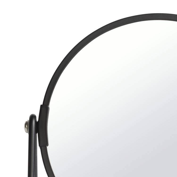 Habitat matte black metal round pedestal swivel mirror (British brand)