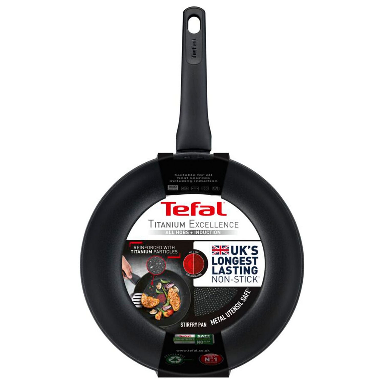 Tefal Titanium Excellence 28cm non-stick wok, imported from the UK