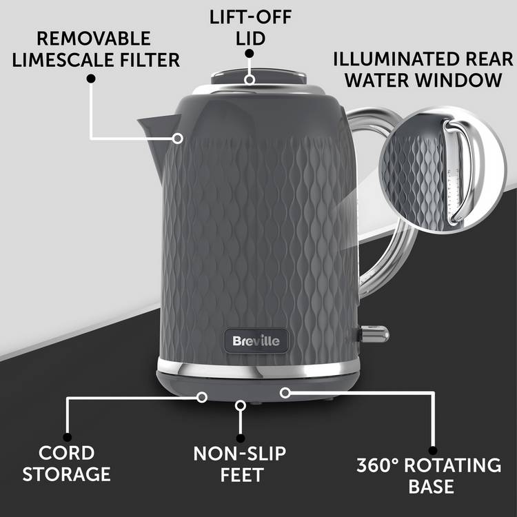 Breville kettle grey and chrome 1.7L (British brand)