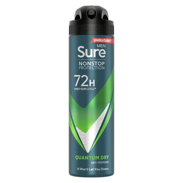 Sure Men Antiperspirant Deo Aerosol Nonstop Quantum 150ml GOODS Superdrug   