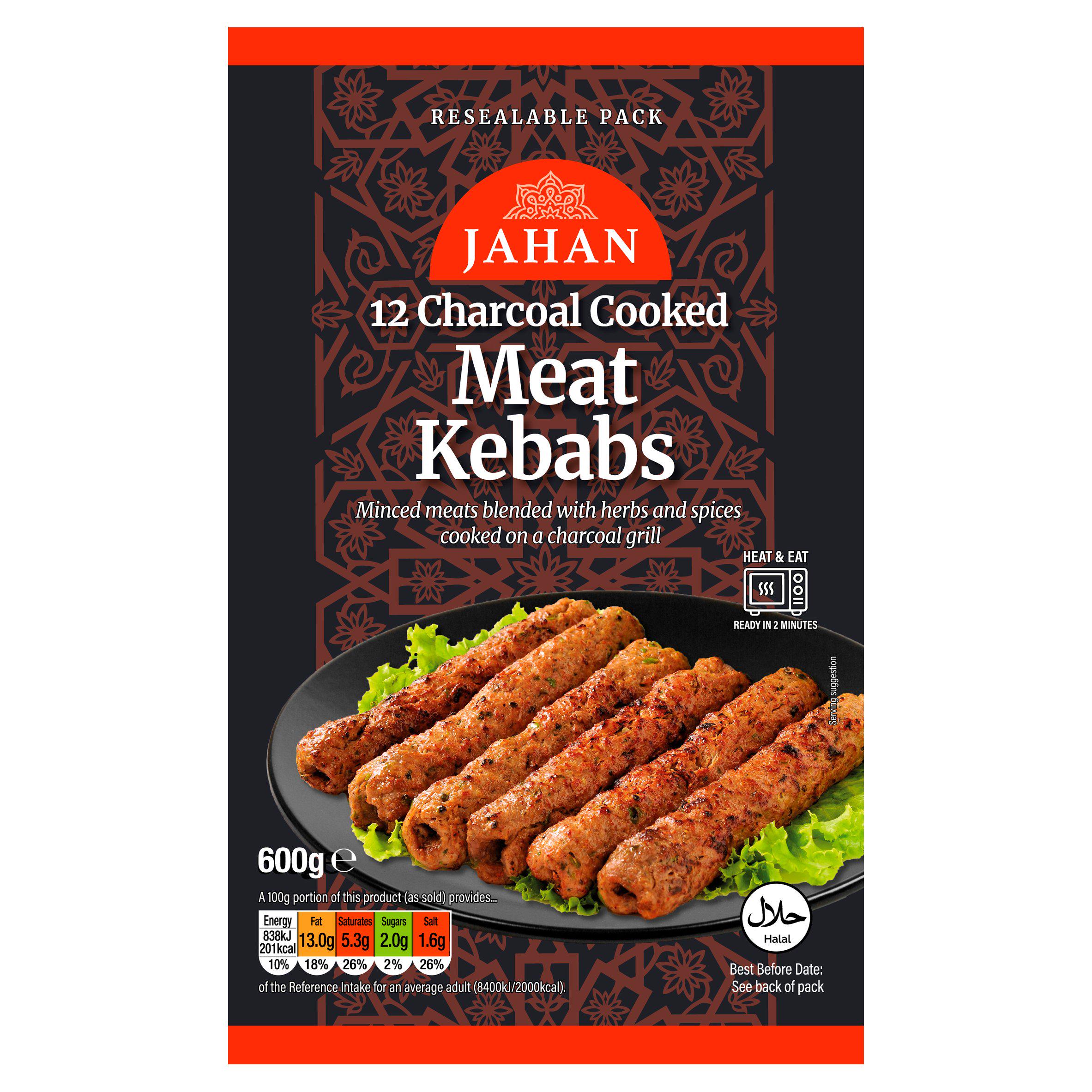 Jahan Charcoal Cooked Meat Kebabs x12 600g GOODS Sainsburys   