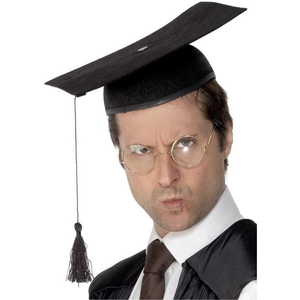 Smiffys mortar board hat black with tassel (British brand)