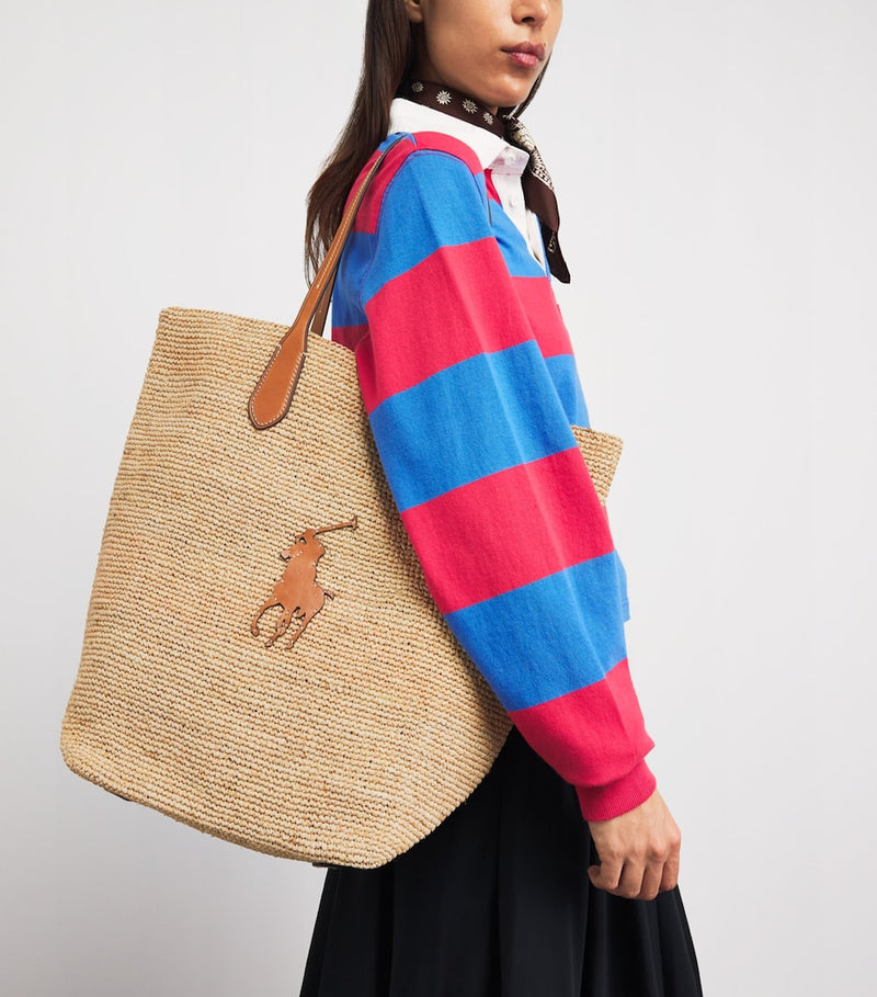 Polo Ralph Lauren large raffia Big Pony tote bag, UK version