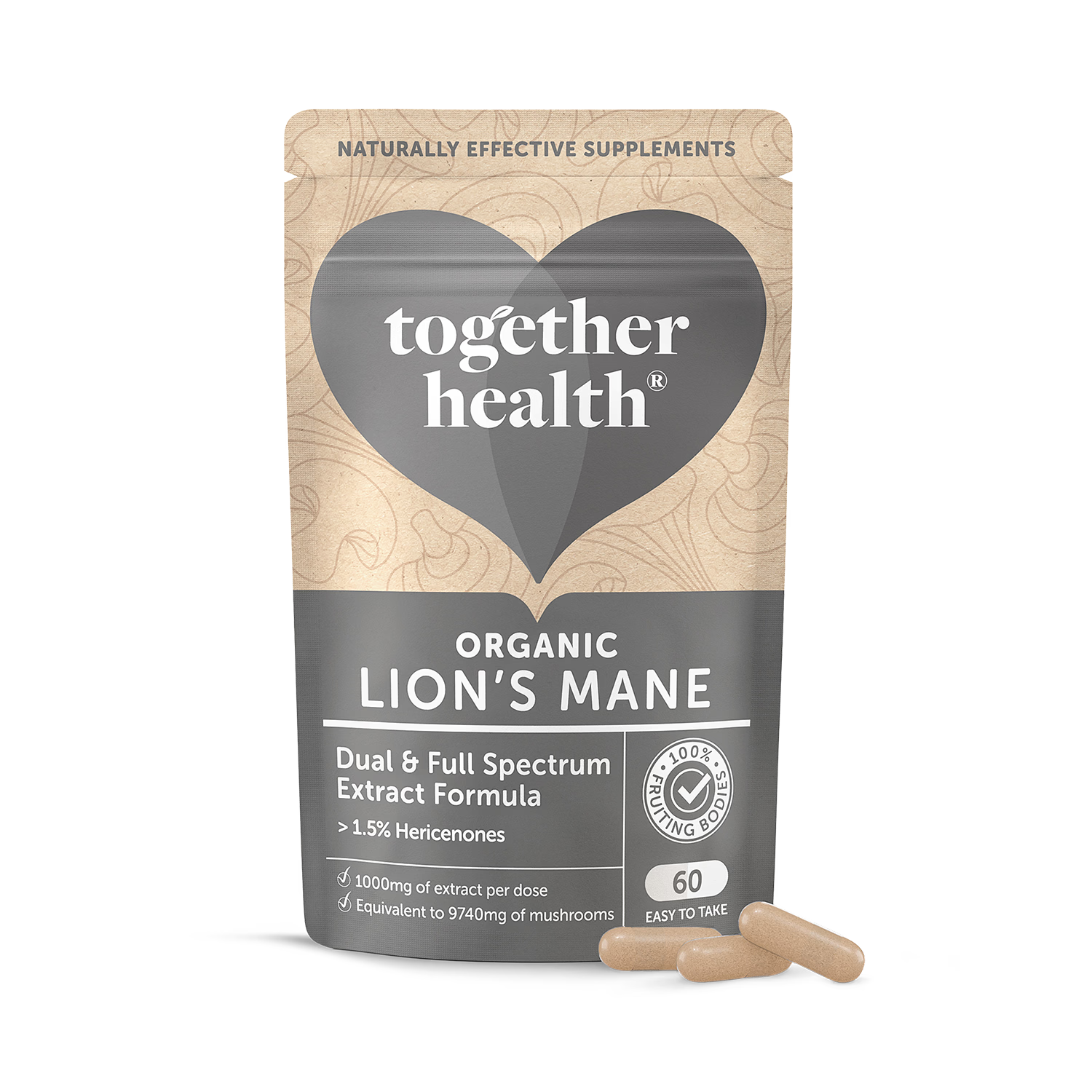 Together Health organic lions mane capsules 60, UK version