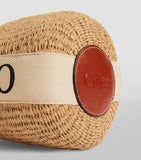 Chloé Small Woody Basket Bag in paper fibre with leather trims, UK version