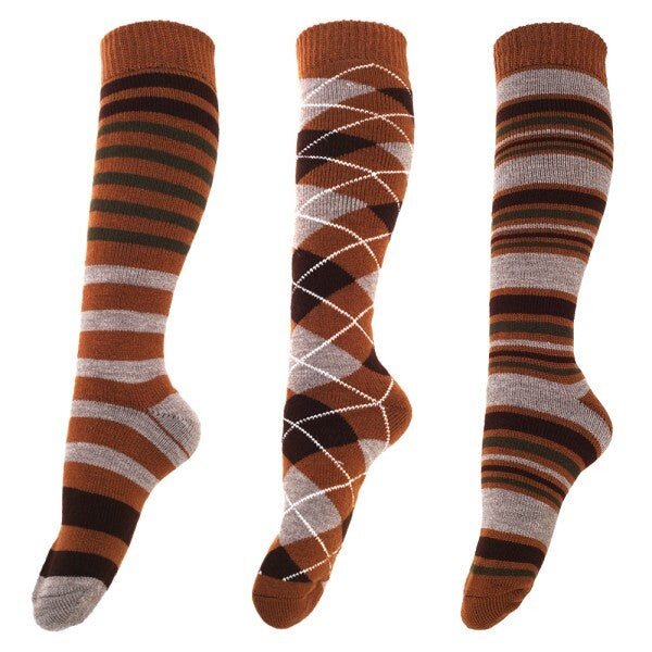 Mens Patterned Wellington Boot Socks (3 Pairs) (6-11)