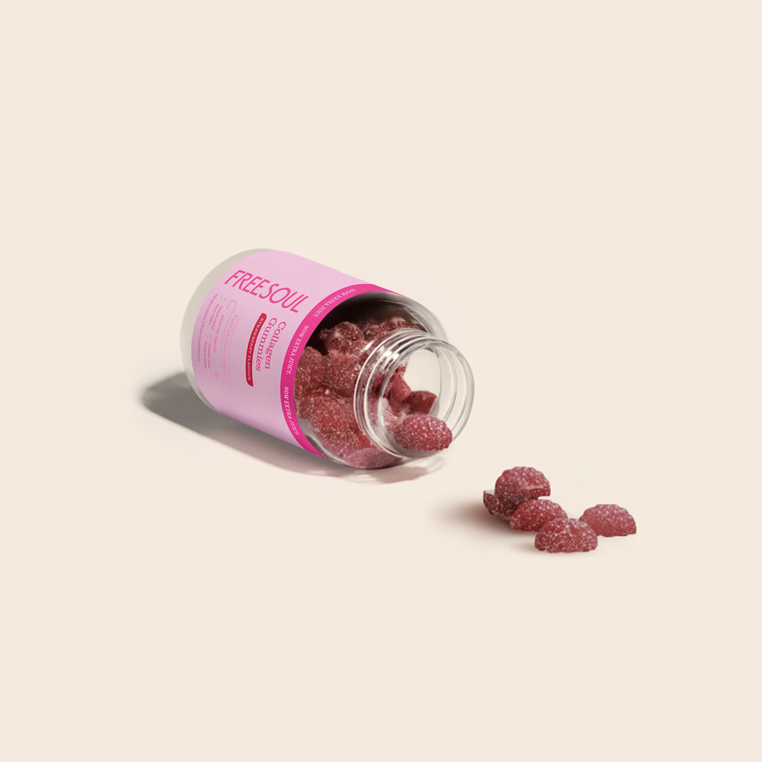 Free Soul collagen gummies strawberry 60 gummies, imported from the UK