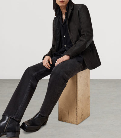 Harrods AllSaints Leather Survey Blazer - Distressed Leather Outer - Jetzt online bei McGrocer kaufen