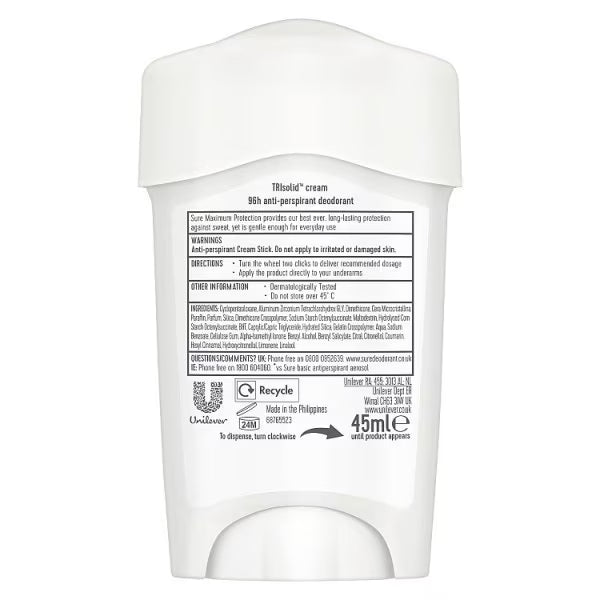 Sure anti-perspirant cream stick 45ml (British brand)