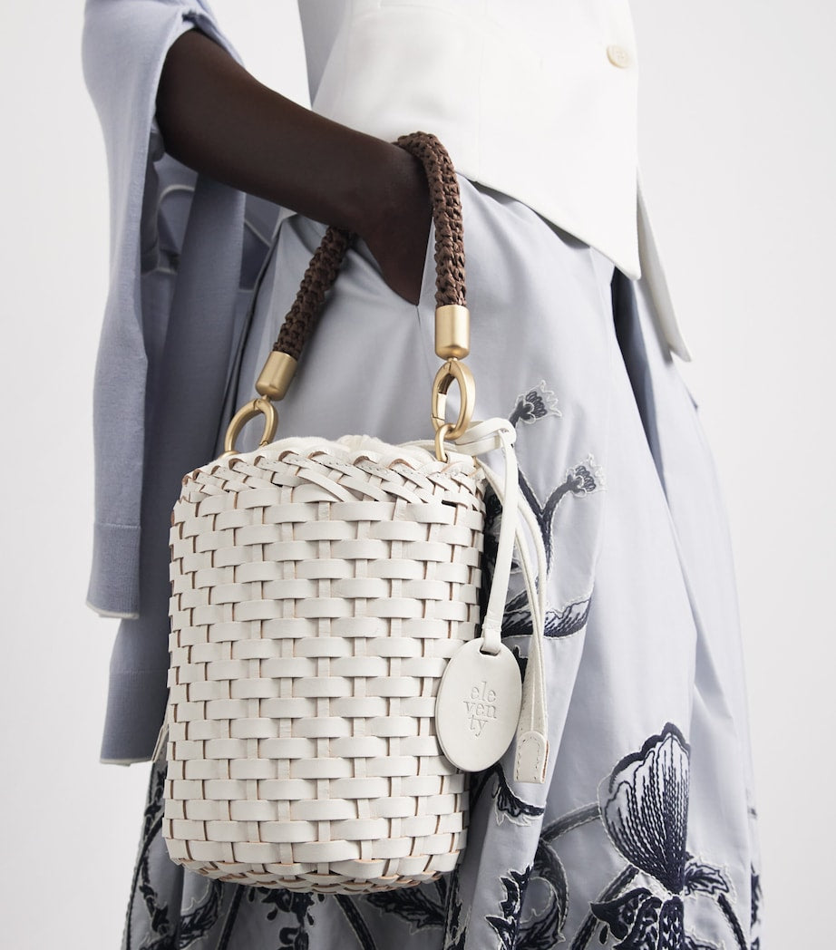 Eleventy woven bucket bag in buffalo leather, UK version