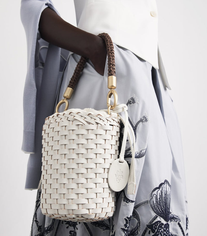 Eleventy woven bucket bag in buffalo leather, UK version