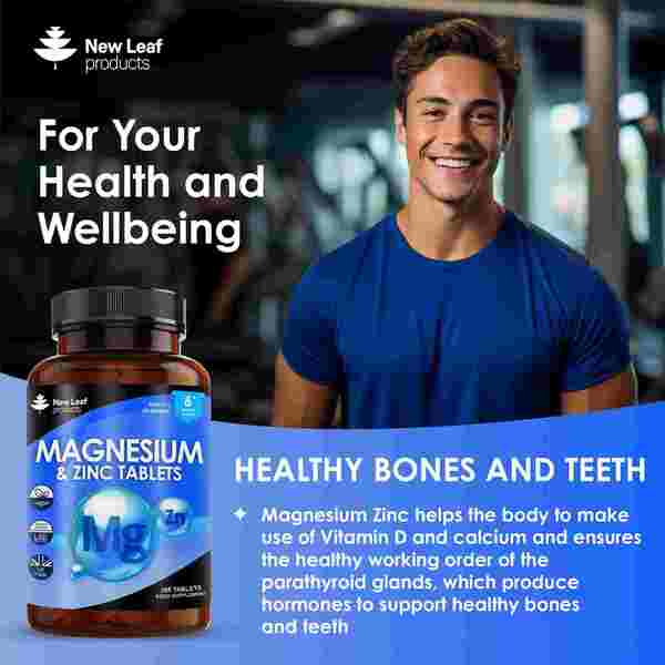 New Leaf Magnesium Supplements + Zinc 365 Tablets – Bones GOODS Superdrug   