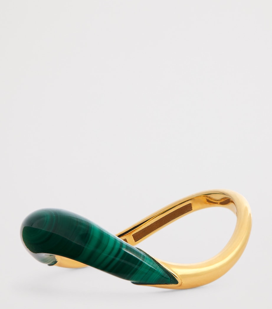 L'Atelier Nawbar Boa stackable ring in yellow gold and malachite, UK version