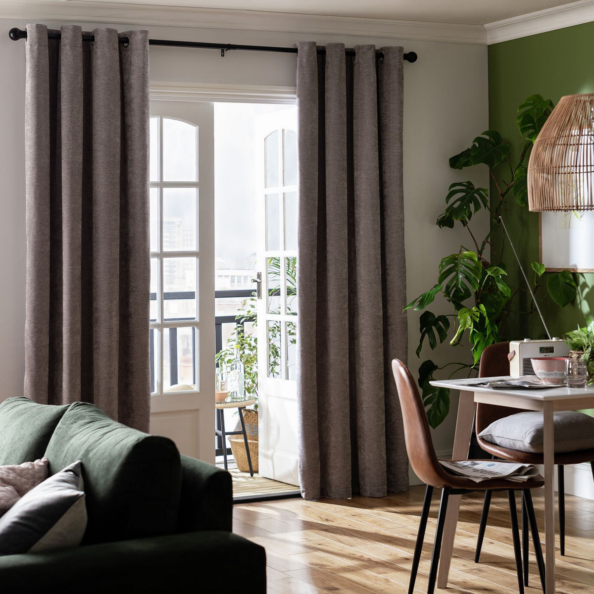 Habitat Thermal Chenille Blackout Eyelet Curtains - Grey - 168x229cm