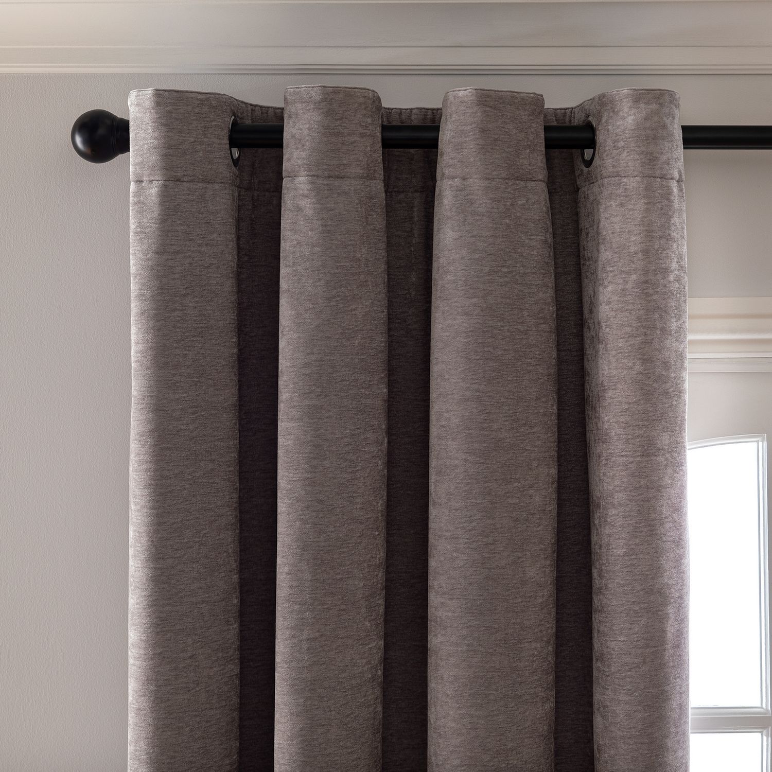 Habitat Thermal Chenille Blackout Eyelet Curtains - Grey - 168x229cm