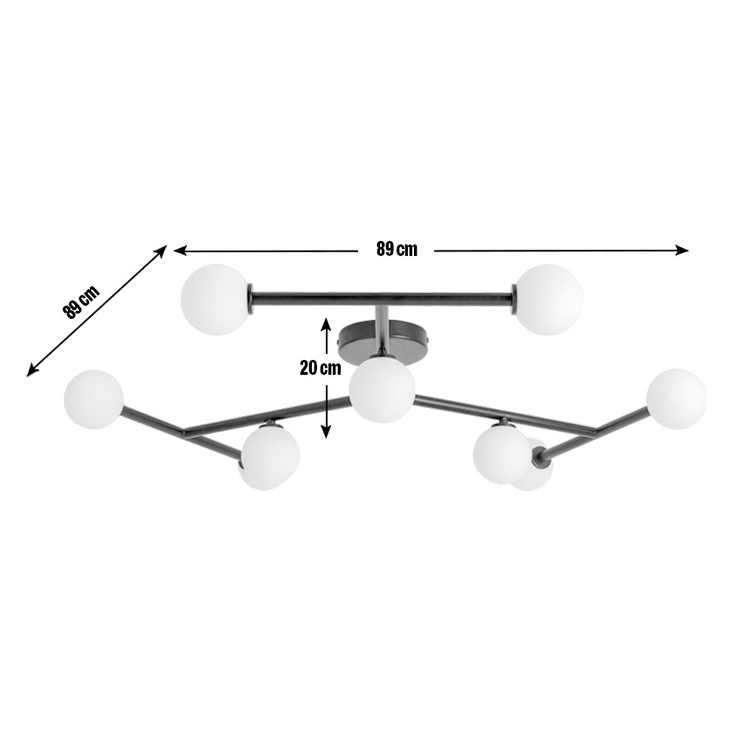 Habitat Alonso 9 light flush ceiling light black white (British brand)