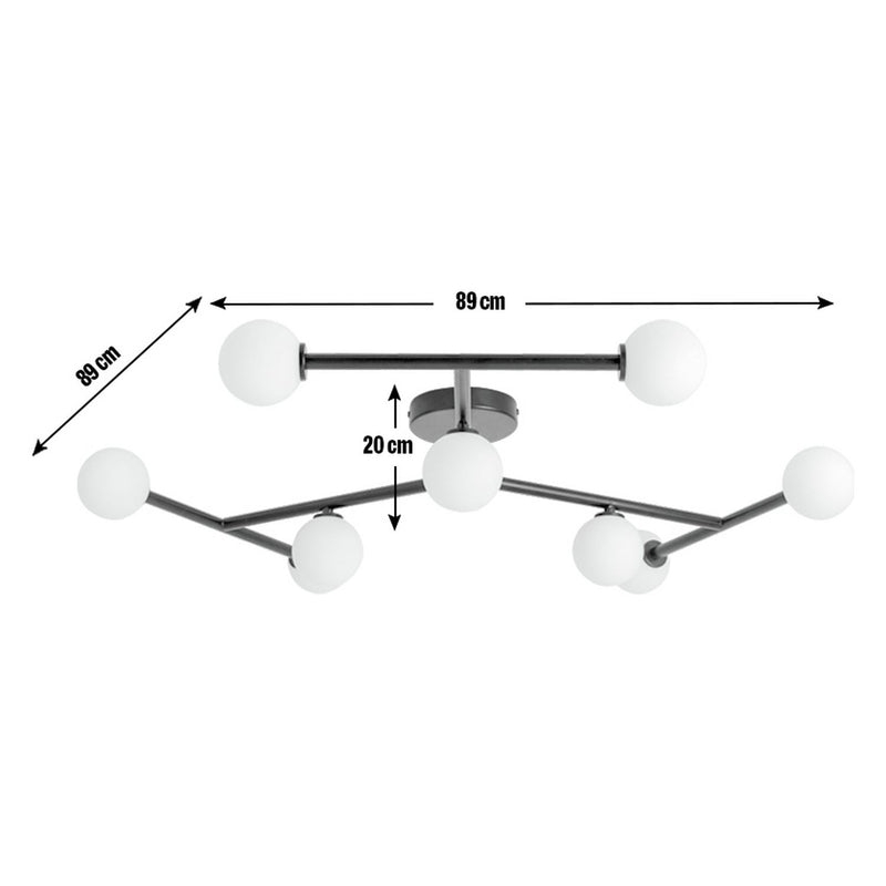Habitat Alonso 9 light flush ceiling light black white (British brand)