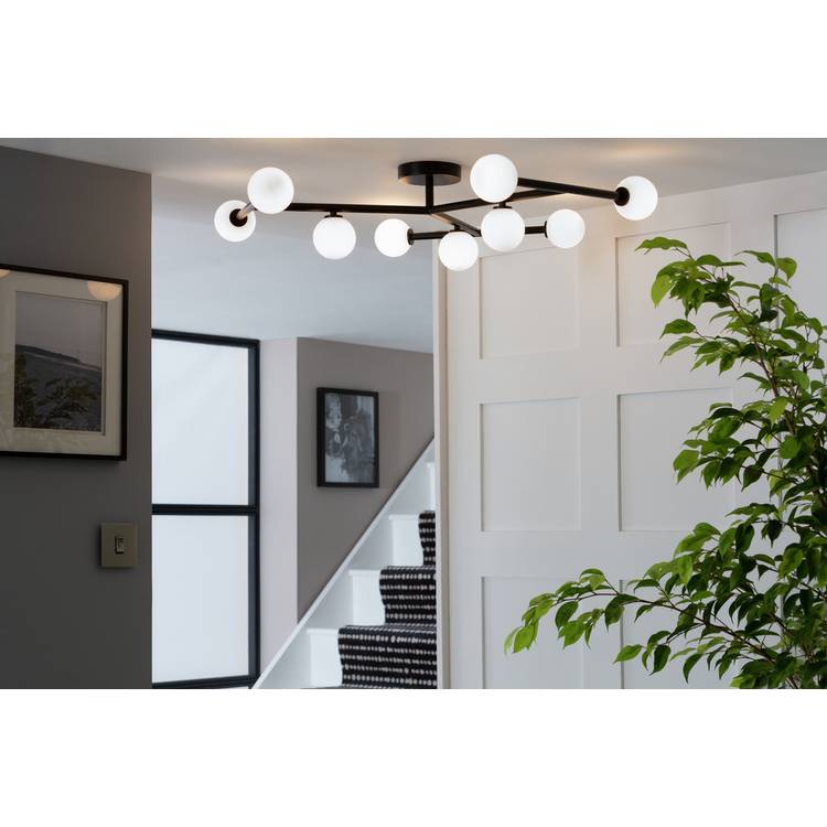 Habitat Alonso 9 light flush ceiling light black white (British brand)