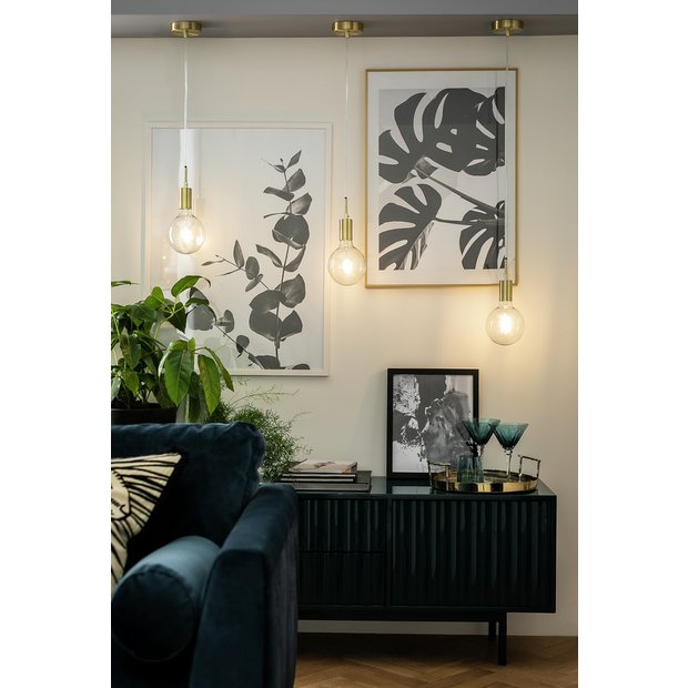 Habitat Lockie brushed brass pendant ceiling light gold, imported from the UK