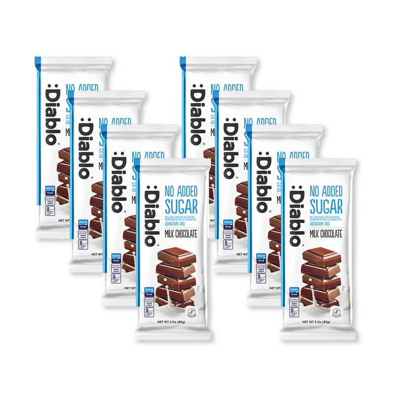Diablo no added sugar milk chocolate bars pack of 8 (British brand)