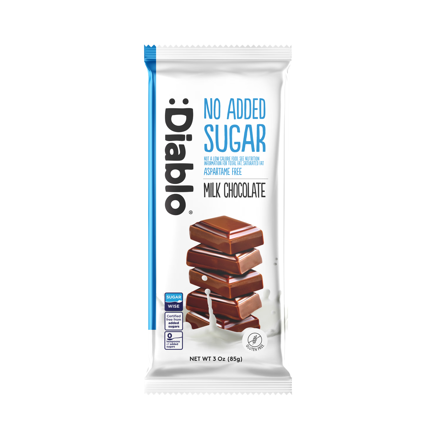 Diablo no added sugar milk chocolate bars pack of 8 (British brand)