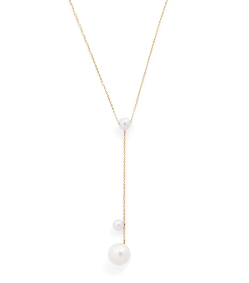 Sophie Bille Brahe yellow gold and pearl Trois Moon necklace, UK version