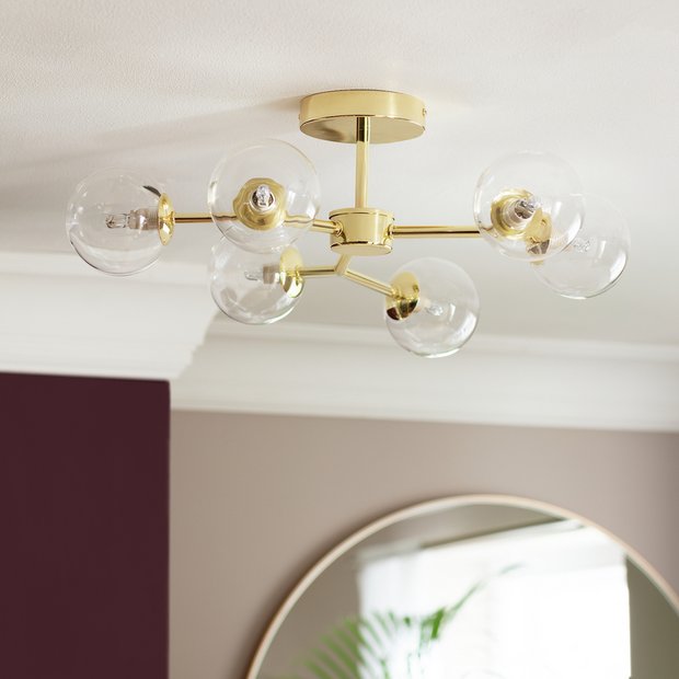 Argos Home Molecular flush ceiling light in brass - British brand