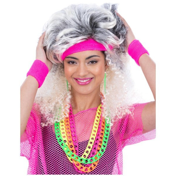Smiffys 80s neon sweatbands pink costume accessories - British product