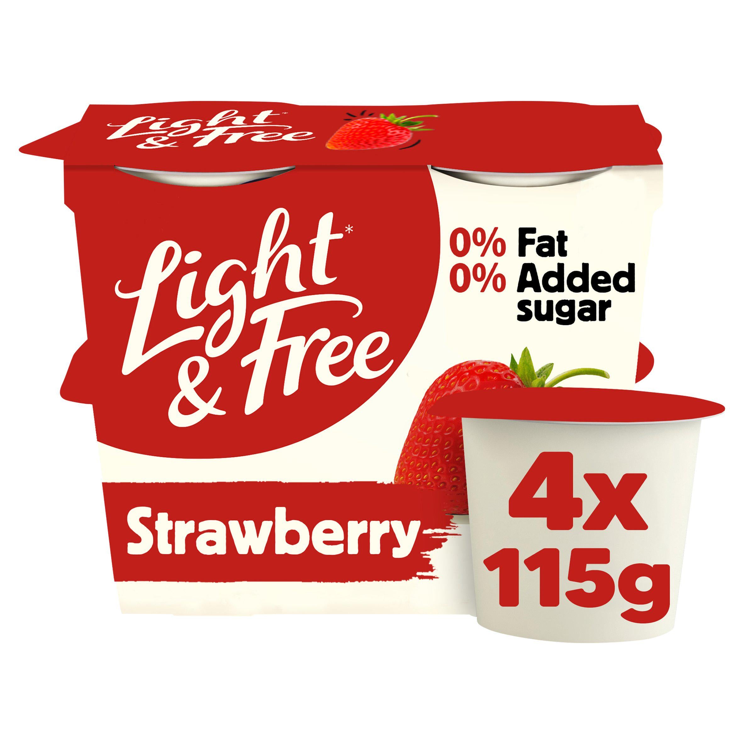 Light & Free Strawberry Greek Style 0% Added Sugar, Fat Free Yogurt 4x115g GOODS Sainsburys   