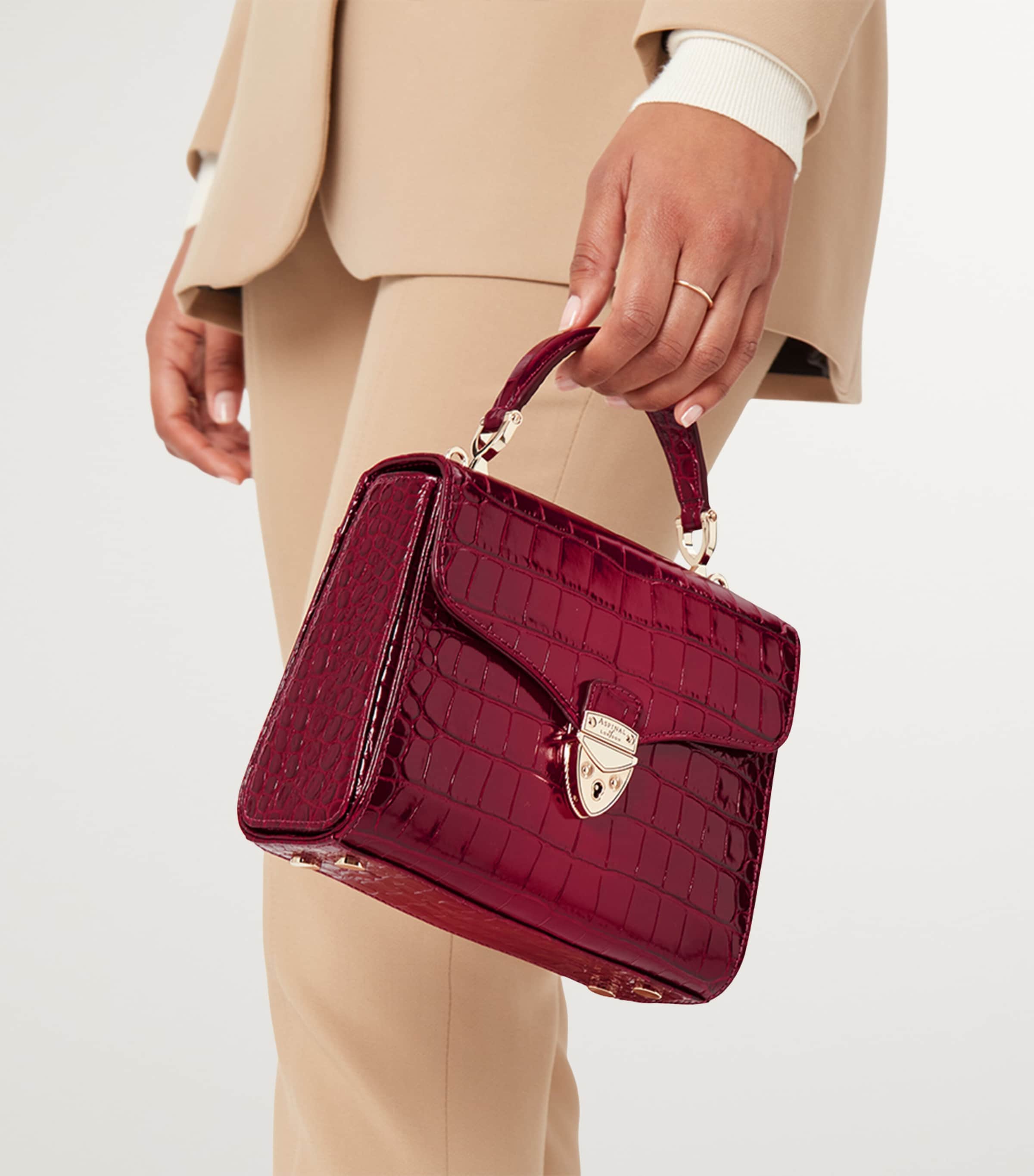 Aspinal of London Mayfair midi top-handle bag, imported from the UK