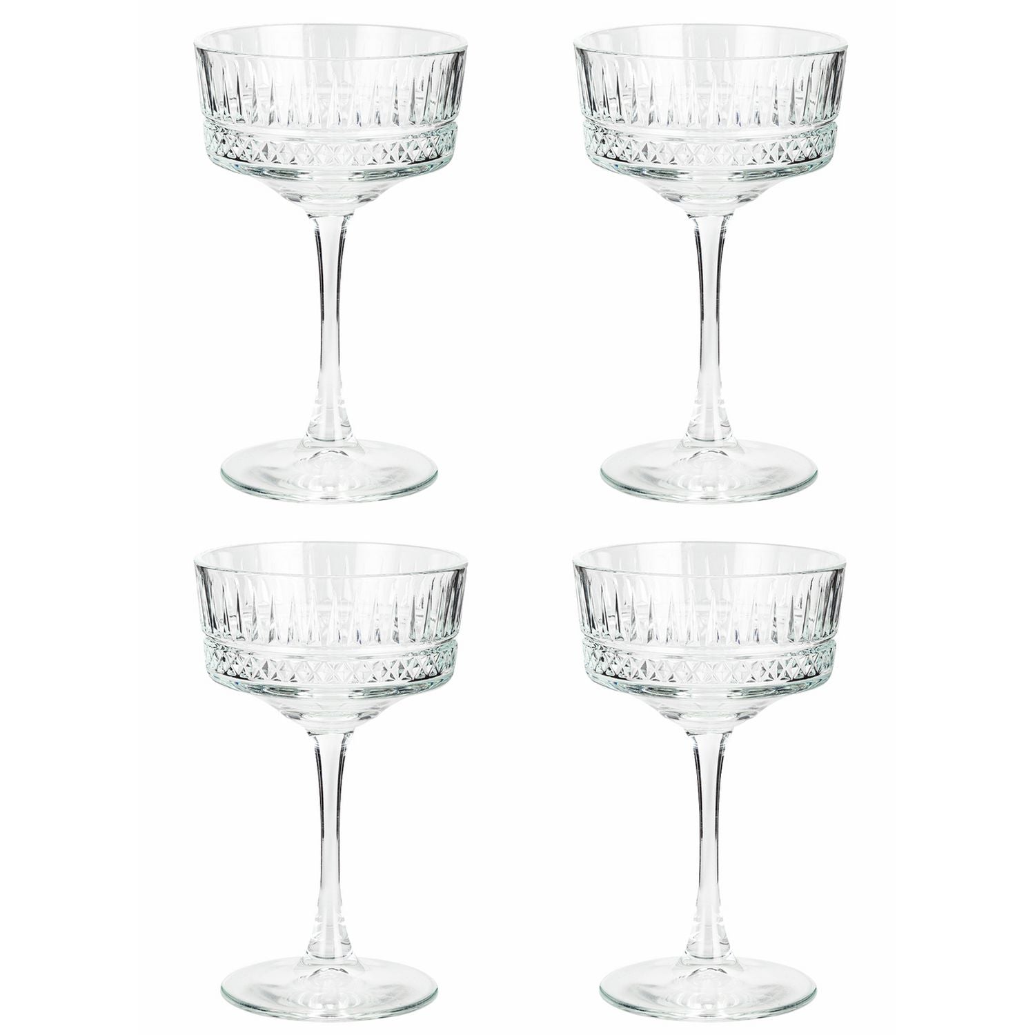 Argos Home pressed champagne coupe glasses set, imported from the UK