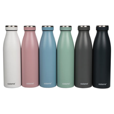 Sistema Stainless Steel Water Bottle Assorted Colours (British brand)
