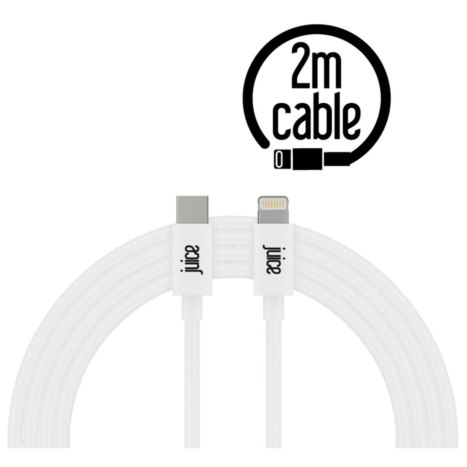 Juice 2m Lightning to USB-C cable white - British product