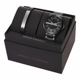 Armani Exchange men's watch set black IP 46mm, UK version