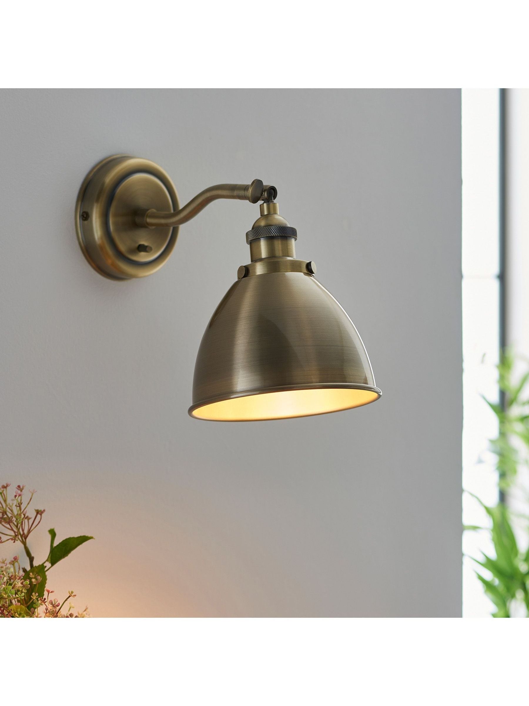 Gallery Home antique brass Langley wall light, UK version