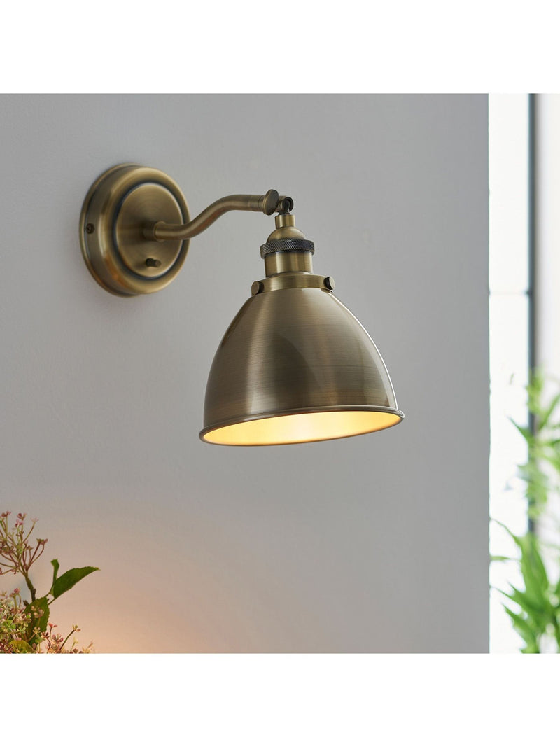 Gallery Home antique brass Langley wall light, UK version