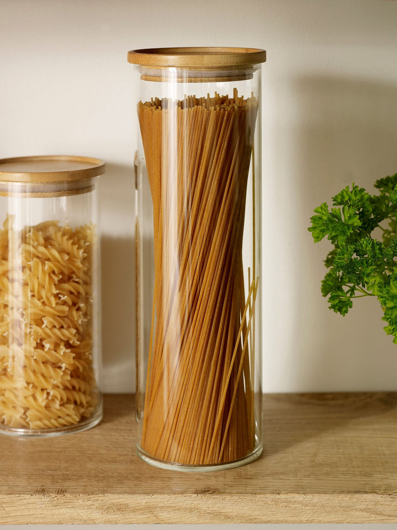 Clear Glass Pasta Jar with Wooden Lid