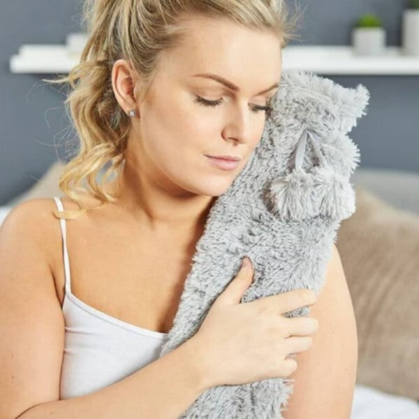 Aroma Home long faux fur hot water bottle in winter white - British product