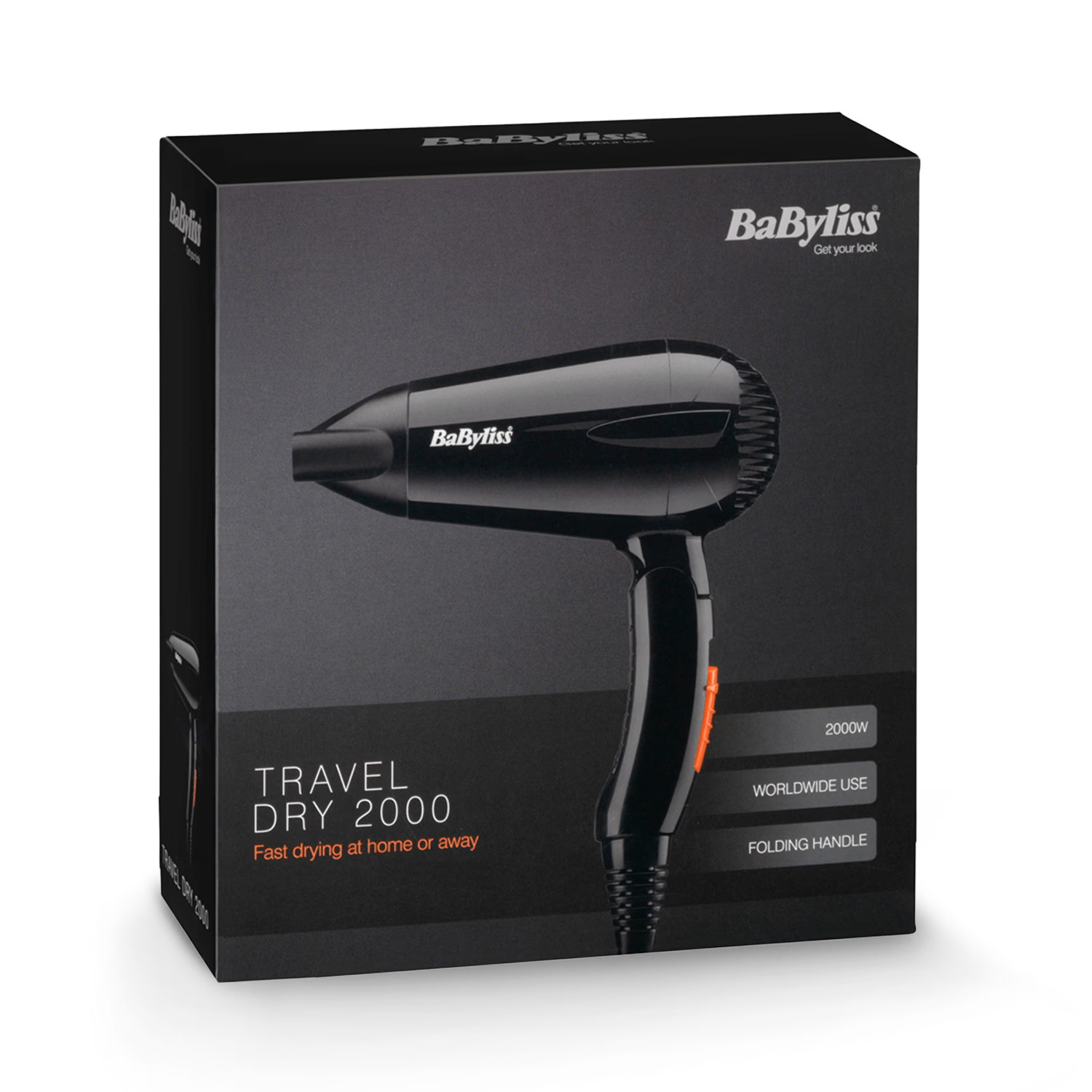 BaByliss travel hair dryer 2000W black - British product