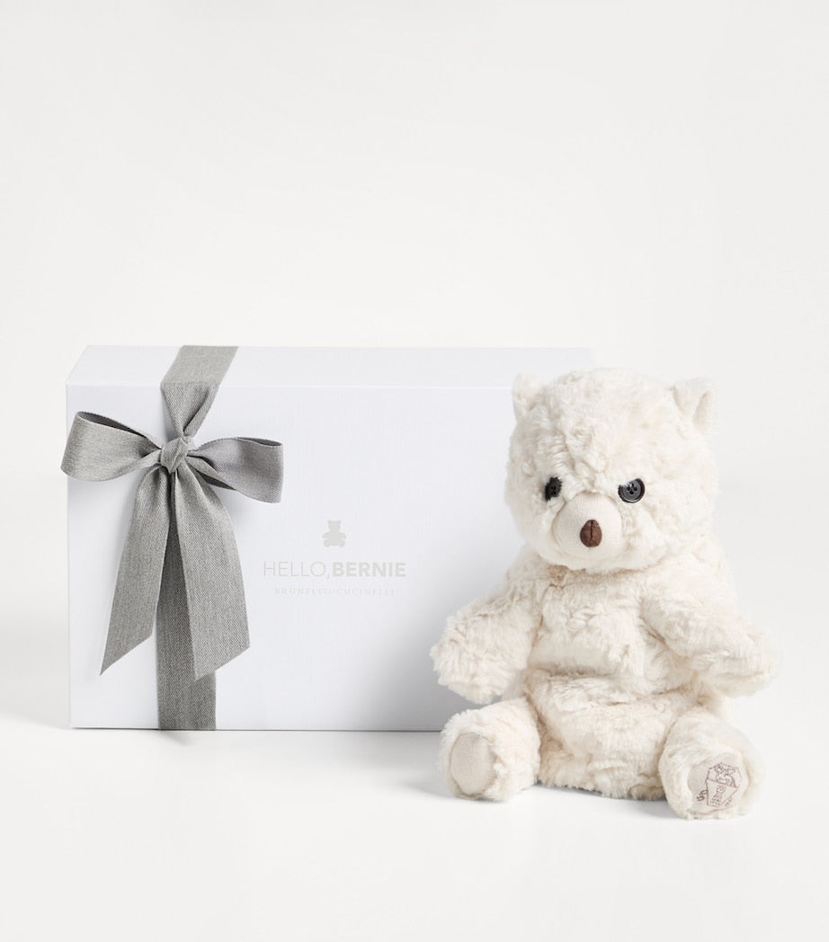 Brunello Cucinelli Bernie Bear hand puppet, imported from the UK