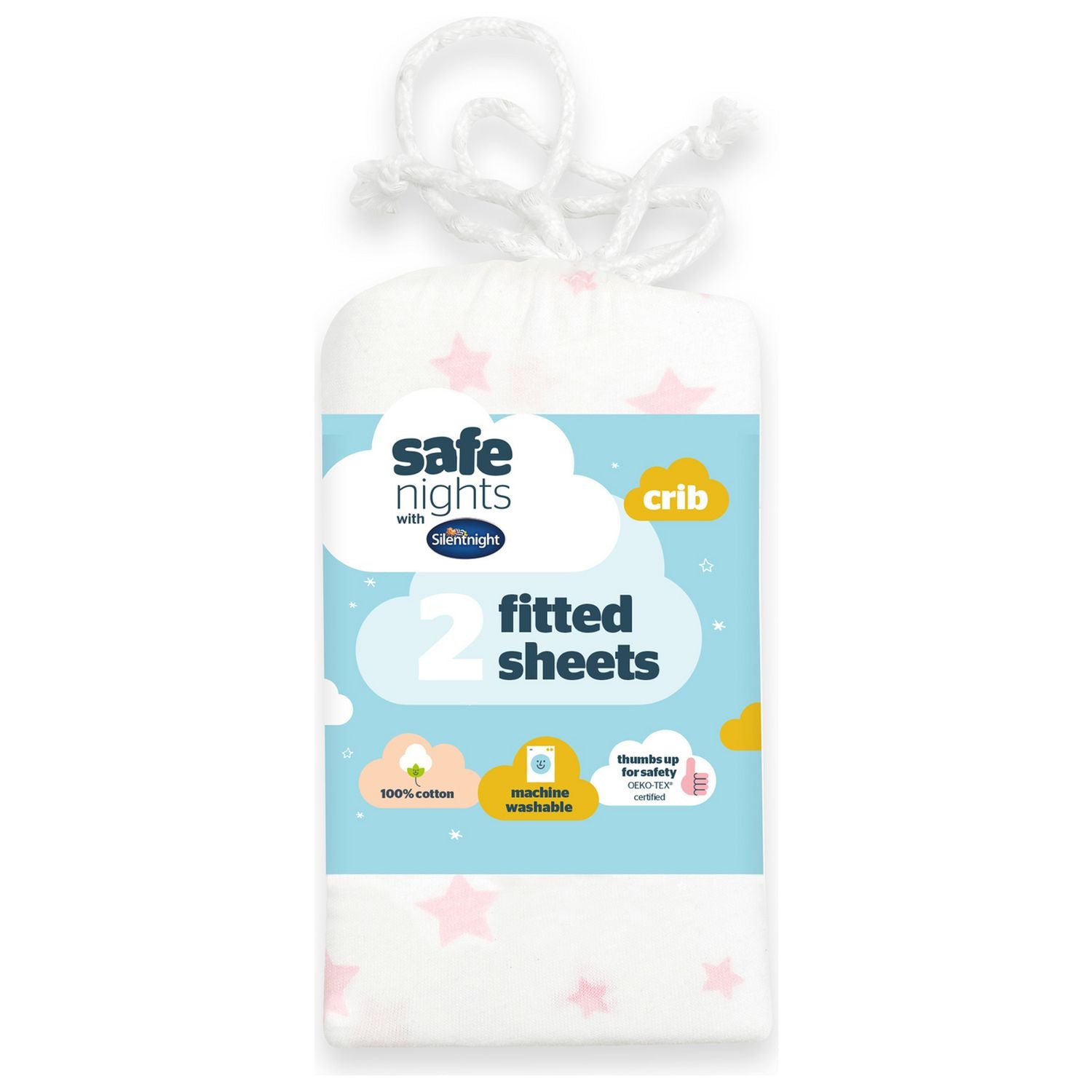 Silentnight Safe Nights Nursery Pink Fitted Sheets - Crib