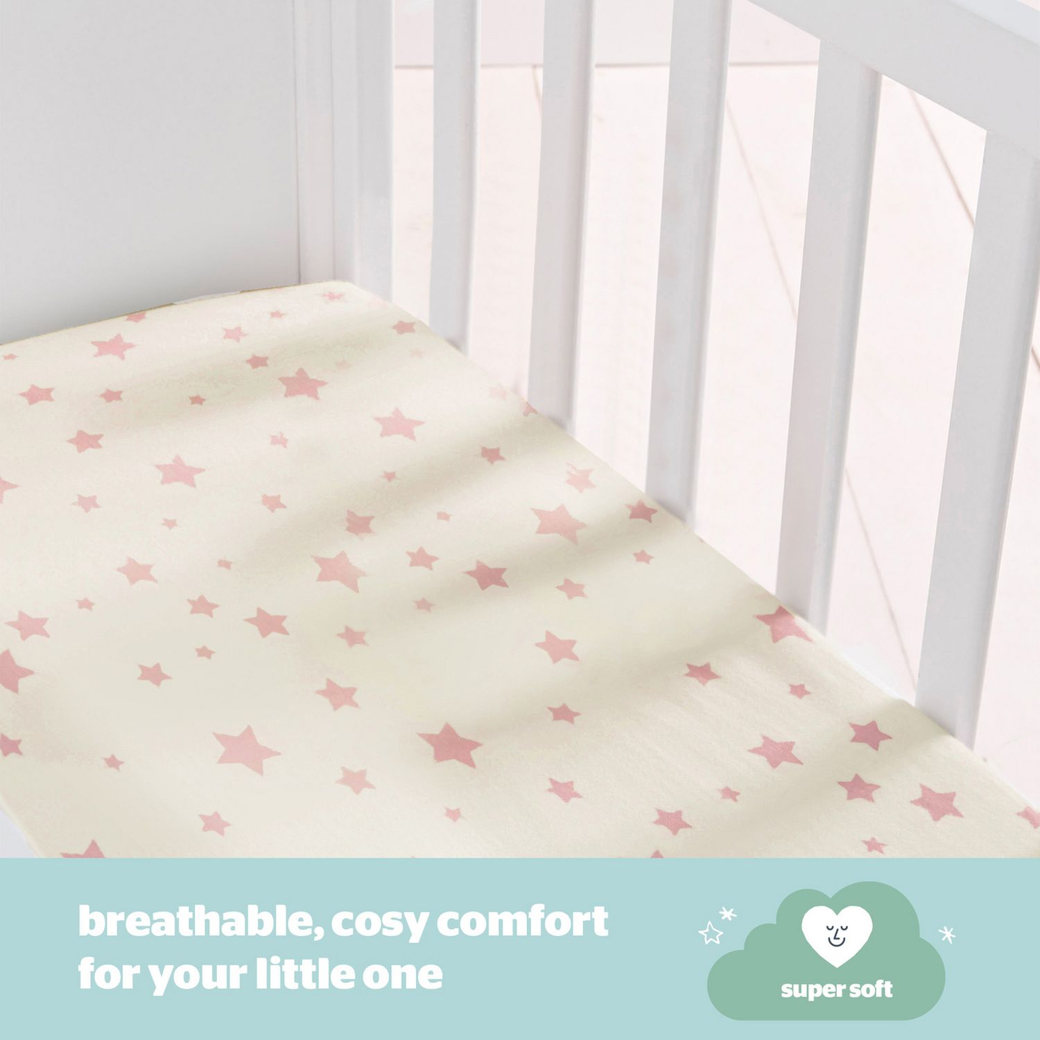 Silentnight Safe Nights Nursery Pink Fitted Sheets - Crib