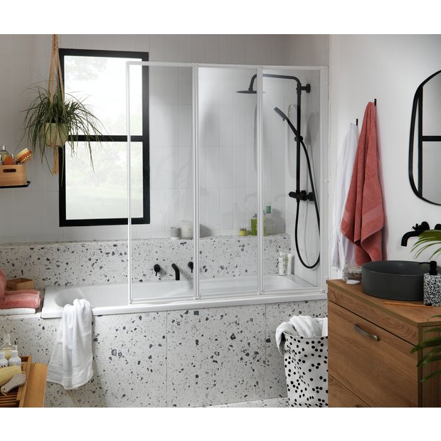 Argos Home folding shower screen white 1400x1230mm, UK version